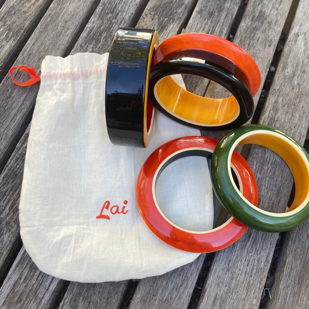 LAI wooden hand painted bracelets artistic pieces